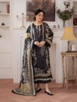Pakistani Pure Cotton Embroidered Dress Material with Chiffon Dupatta Premium Unstitched Suit for Women Festive Wear Black