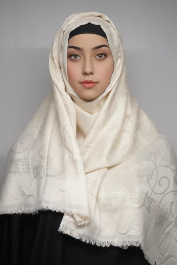 Turkish Shimmer Hijab Stoles Viscose Cream