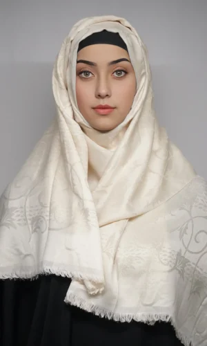 Turkish Shimmer Hijab Stoles Viscose Cream
