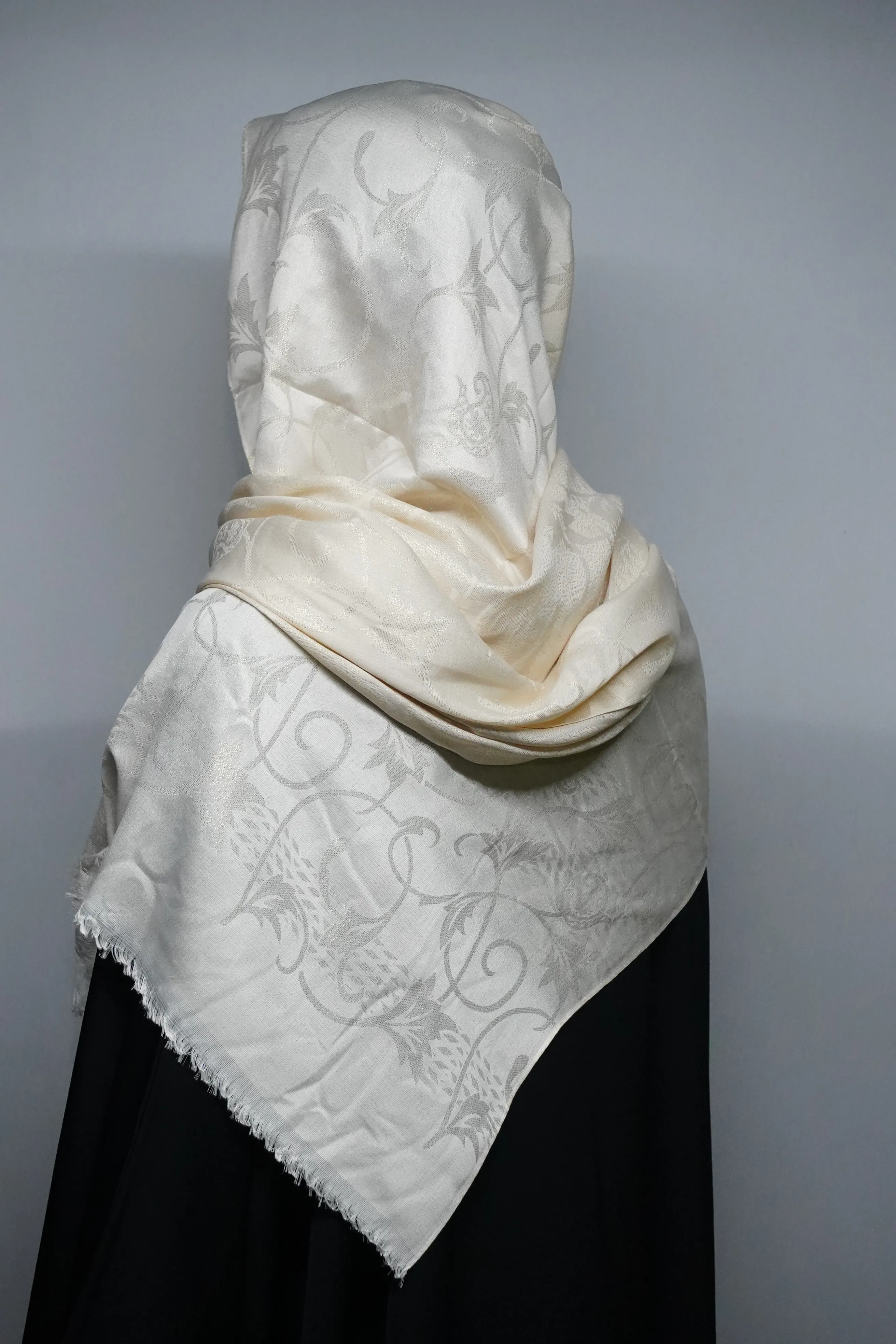 DSC00435 Turkish Shimmer Hijab Dupatta Viscose Cream