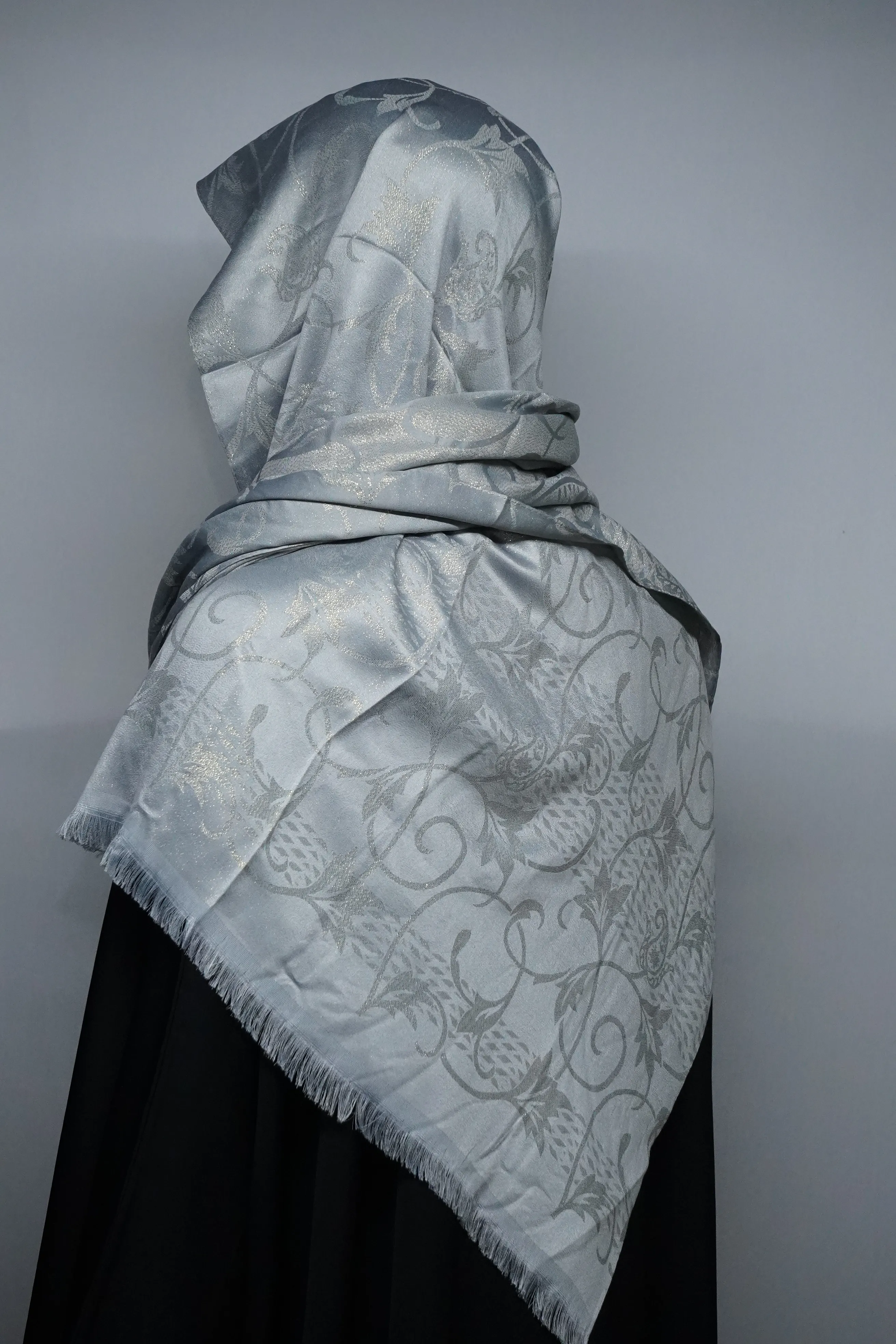 DSC00436 Turkish Shimmer Hijab Dupatta Viscose Grey