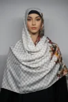 Siya Cotton Hijab Stoles Off-White Floral Print