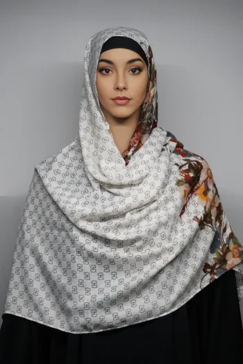 Siya Cotton Hijab Stoles Off-White Floral Print