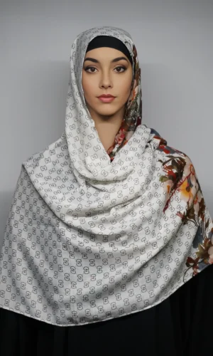 Siya Cotton Hijab Stoles Off-White Floral Print
