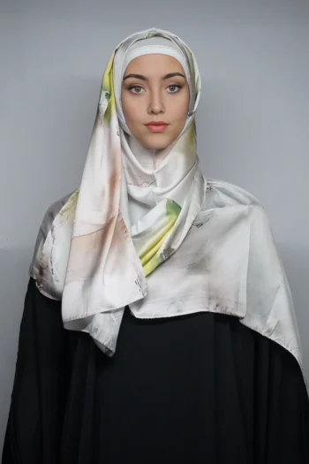 Printed Silk High Quality Silver Mint-Green