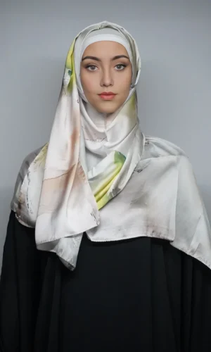 Printed Silk High Quality Silver Mint-Green