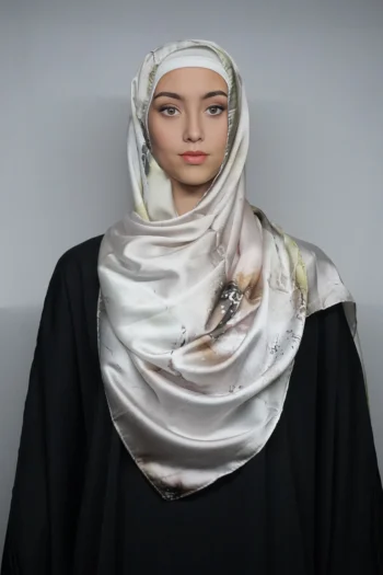 Printed Silk High Quality Silver Mint-Green