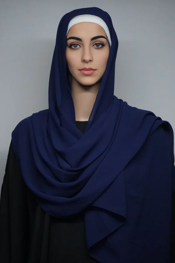 Navy Blue Georgette Stole Generic