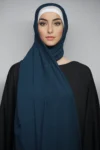 Georgette Hijab Stoles Grayish Blue Regular
