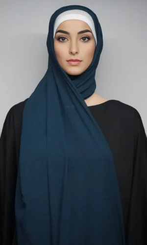 Georgette Hijab Stoles Grayish Blue Regular