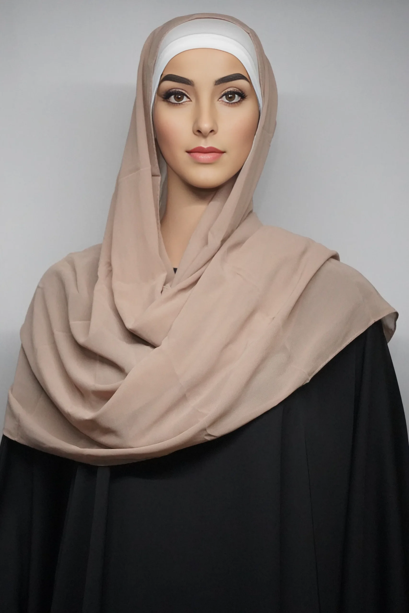 Georgette Hijab Stoles Silver Pink (Regular)