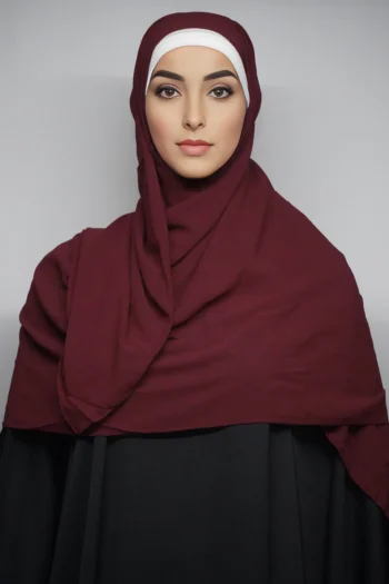 Georgette Hijab Scarf Stoles Maroon (Regular)