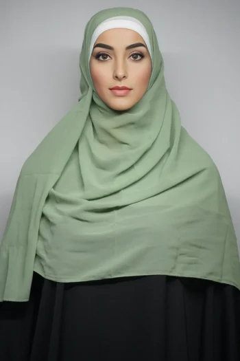 Georgette Hijab Scarf Stoles Olive Light (Regular)