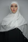 Fancy Stoles Dupattas Moti Latkan White