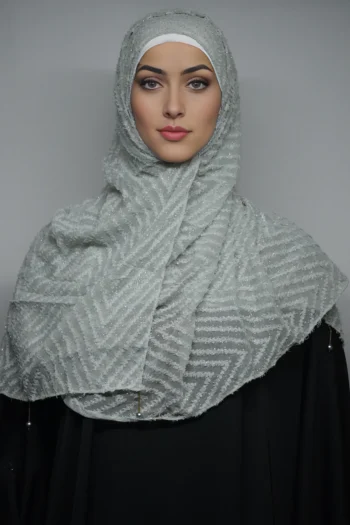 Fancy Hijab Dupattas Moti Latkan Ash Gray