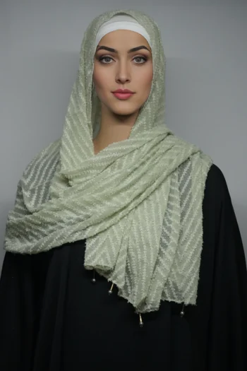 Fancy Stoles Dupattas Moti Latkan Olive Light