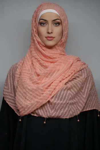 Fancy Stoles Dupattas Moti Latkan Pale Salmon