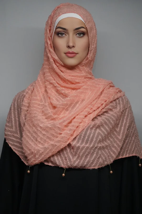 Fancy Stoles Dupattas Moti Latkan Pale Salmon