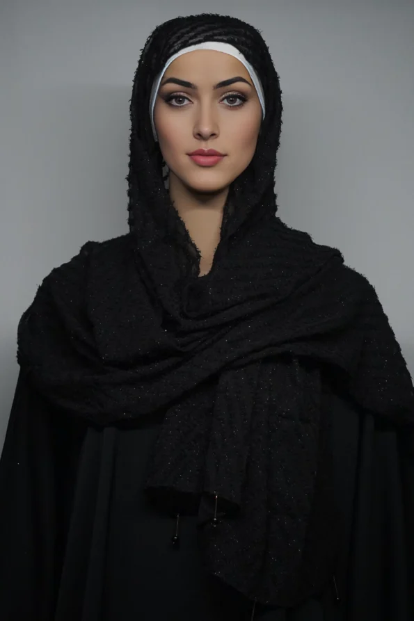 Fancy Stoles Scarf Moti Latkan Black