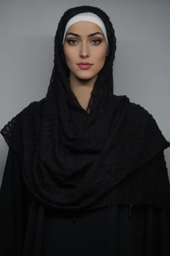 Fancy Dupattas Moti Latkan Black