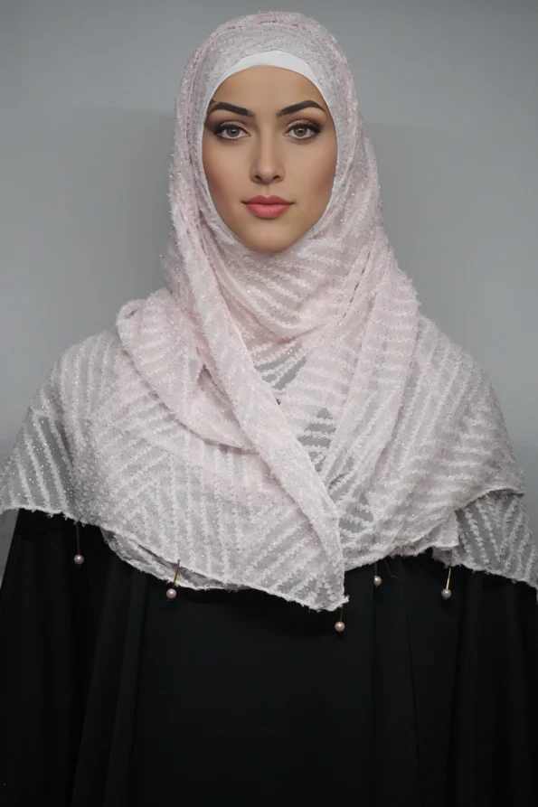 Fancy Stoles Dupattas Moti Latkan Light Pink