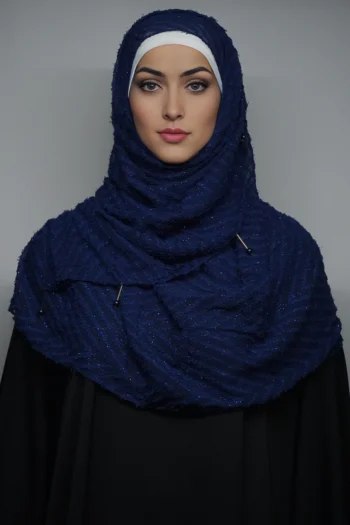 Fancy Stoles Dupattas Moti Latkan Navy Blue