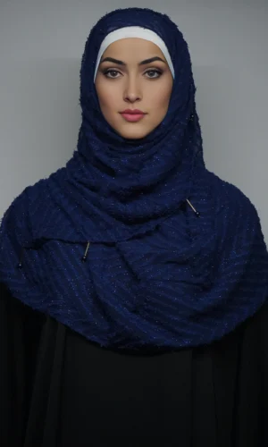 Fancy Stoles Dupattas Moti Latkan Navy Blue