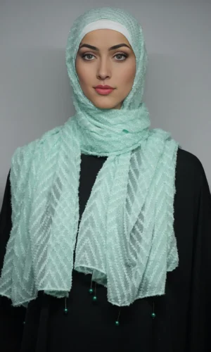Fancy Stoles Dupattas Moti Latkan Mint Green