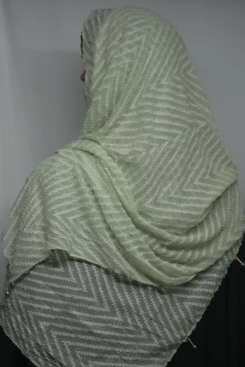 Fancy Stoles Dupattas Moti Latkan Olive Light