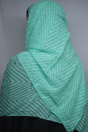 Fancy Stoles Dupattas Moti Latkan Cyan