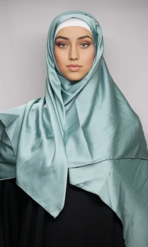 Premium Silk Stole With High-Quality Stitch In Turquoise