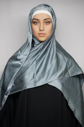 Premium Silk Stole With High-Quality Stitch In Cadet-Blue