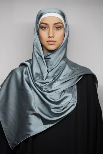 Premium Silk Stole With High-Quality Stitch In Cadet-Blue