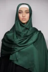 Premium Silk Scarf With High-Quality Stitch In Green