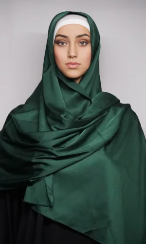 Premium Silk Scarf With High-Quality Stitch In Green