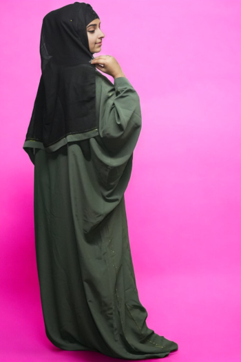 GOLDEN STRIP ABAYA in Olive Green