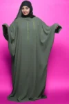 GOLDEN STRIP ABAYA in Olive Green