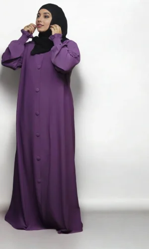 Burkha FULL BUTTONS OPEN in Purple