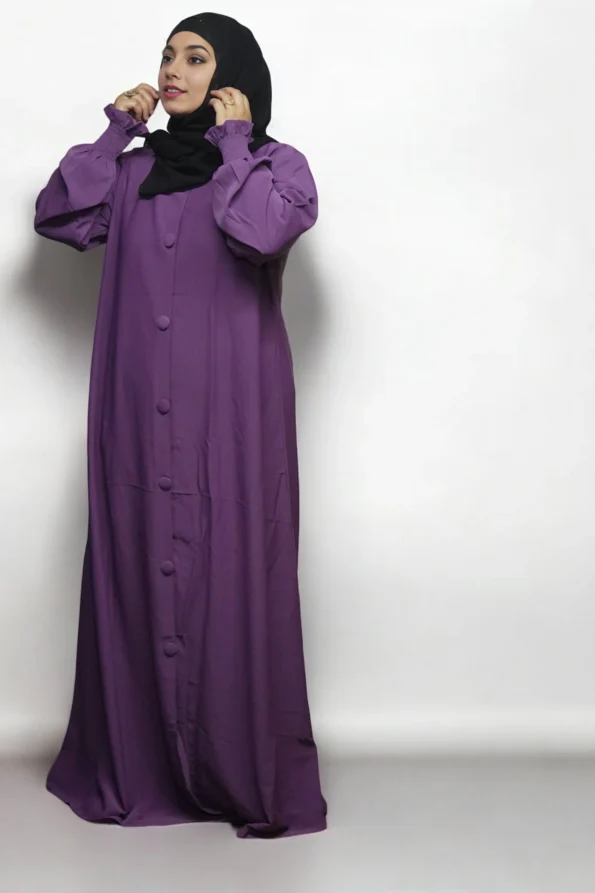 Burkha FULL BUTTONS OPEN in Purple