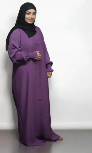 Burkha FULL BUTTONS OPEN in Purple