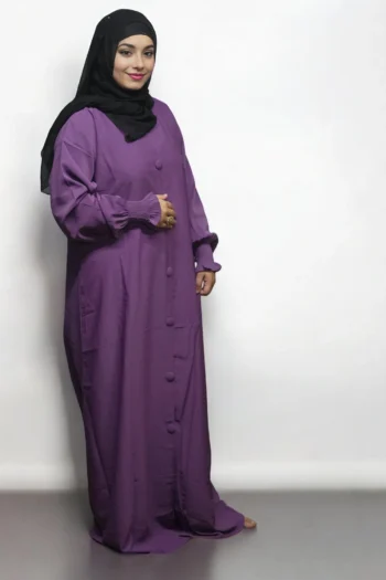 Burkha FULL BUTTONS OPEN in Purple