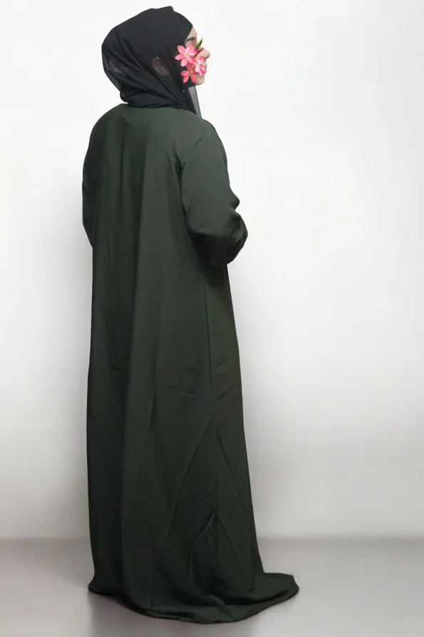 Burkha Full Front Button Open in DARK-OLIVE-GREEN