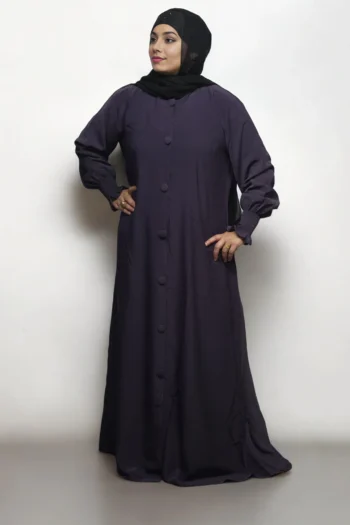 Burkha FULL BUTTONS OPEN in Dark-Purple