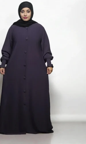 Burkha FULL BUTTONS OPEN in Dark-Purple
