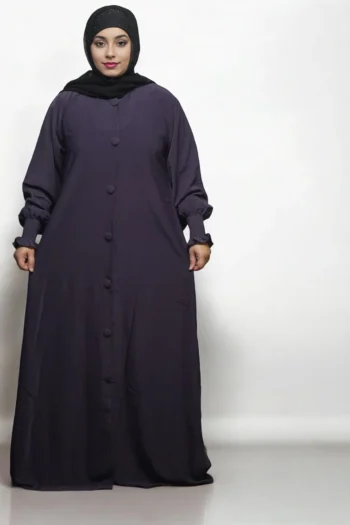 Burkha FULL BUTTONS OPEN in Dark-Purple
