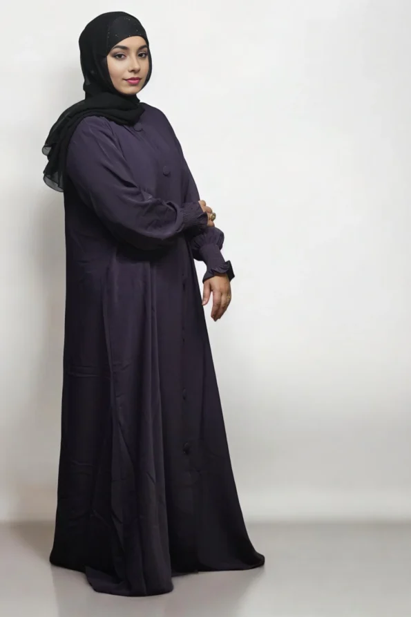 Burkha FULL BUTTONS OPEN in Dark-Purple