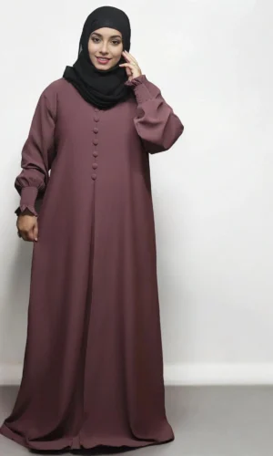 Burkha Half Front Button in Brown