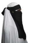 Nose Piece Niqab With Locket Side Stitch Regular Big Size In Black