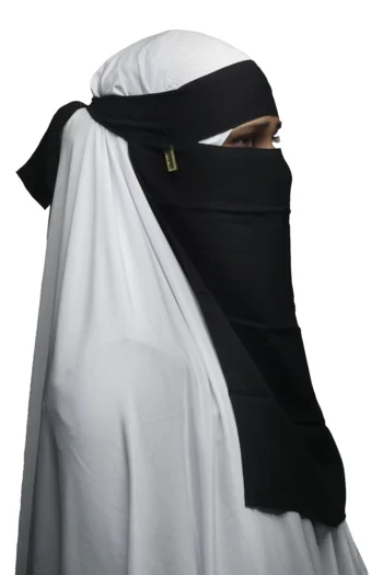 Nose Piece Niqab With Locket Side Stitch Regular Big Size In Black