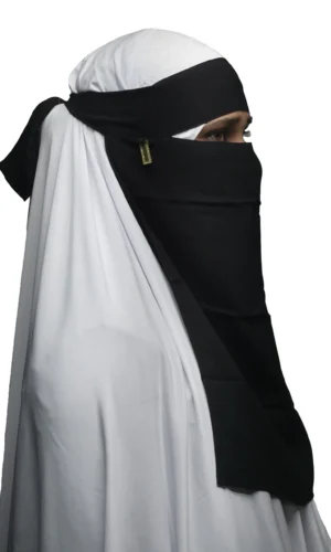Nose Piece Niqab With Locket Side Stitch Regular Big Size In Black